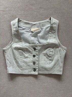 Jesa & Jonnie Y2K tailored linen cropped vest.